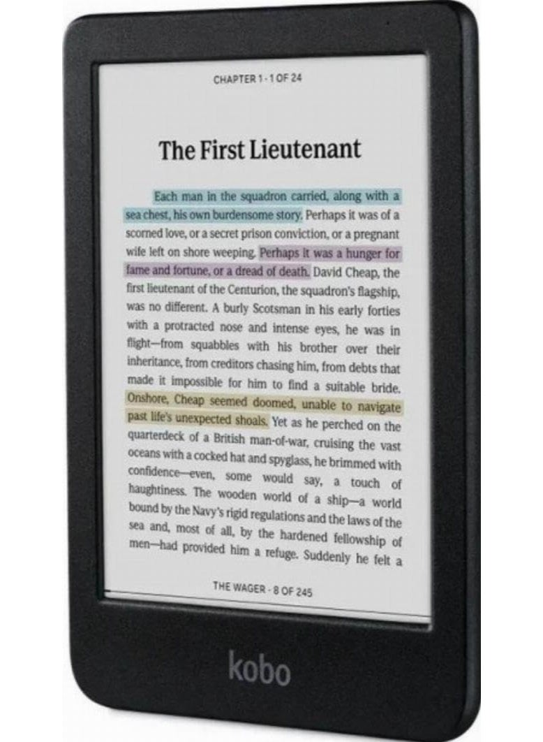 كوبو قارئ الكتب الإلكترونية Kobo Clara Colour | شاشة E Ink ملونة مقاس 6 بوصات خالية من الوهج | وضع داكن | مقاوم للماء | يدعم الكتب الصوتية | سعة تخزين 16 جيجابايت | أسود - Image 1